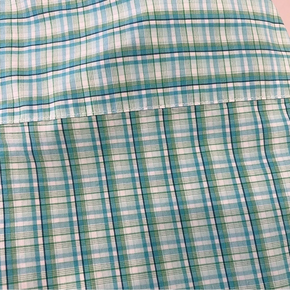 Wrangler George Straight Button Down Turquoise Plaid Contrast Trim Dress Shirt